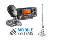 Cobra MR F57B Black VHF Marine Radio with 1m Antenna & 4-way Mount